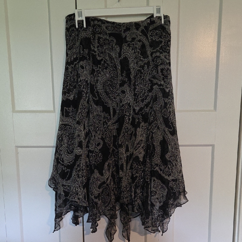 Ralph Lauren Black Asymmetrical A-Line Midi Skirt